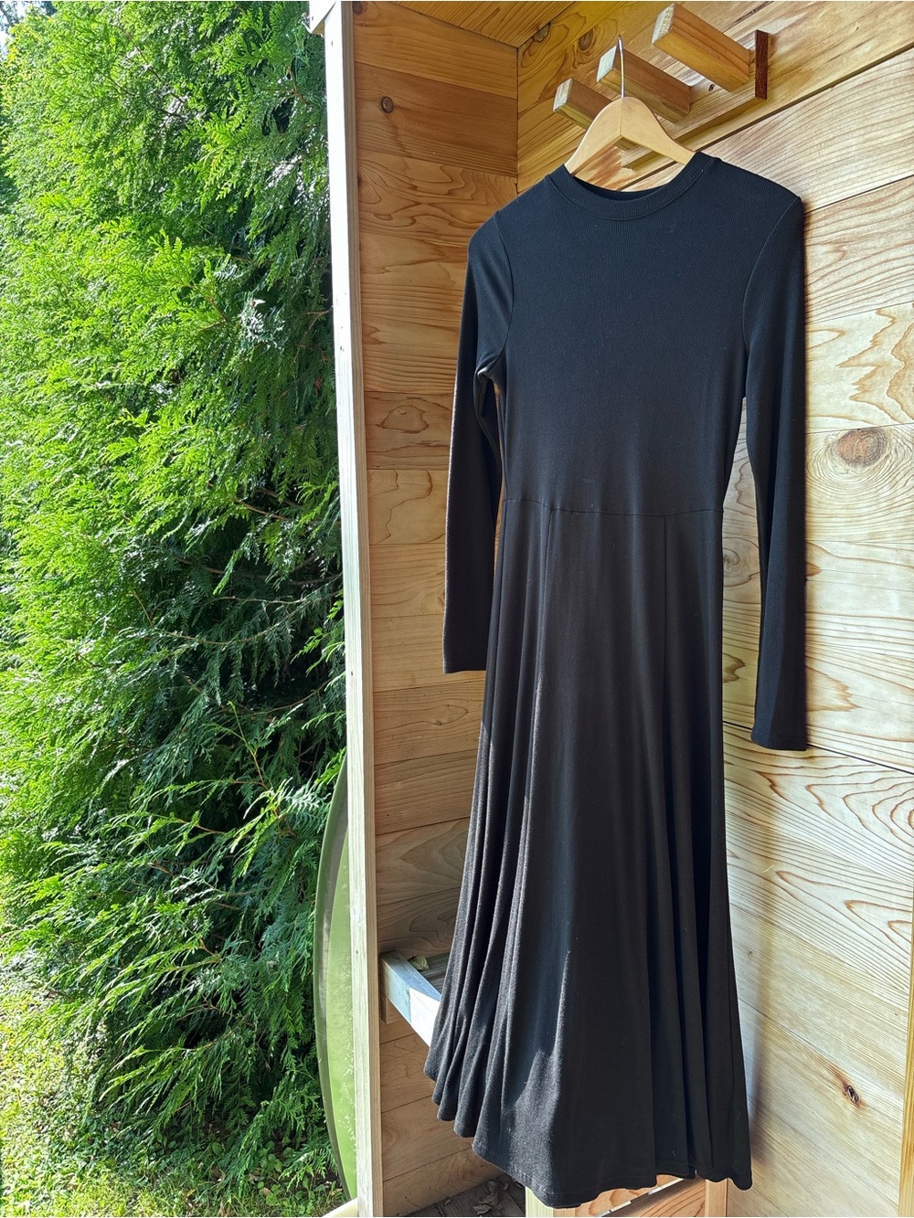 Who What Wear Black Ribbed Long Sleeve Maxi Dress Size Medium